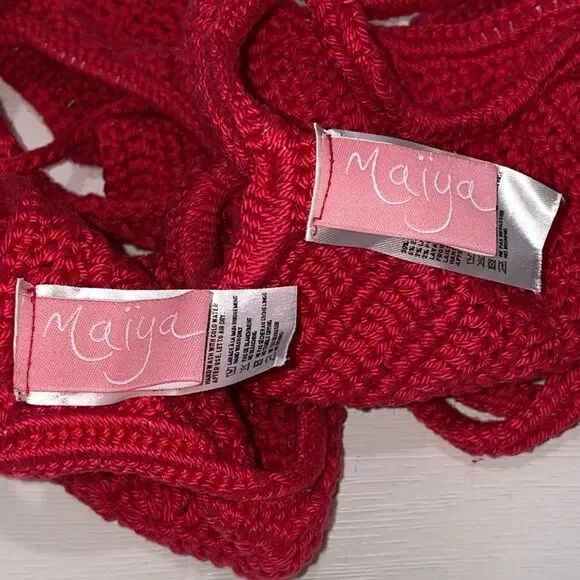 Maiya Paris Lili Top & Bottom Bikini Set Color Cerise Size Large New In Package